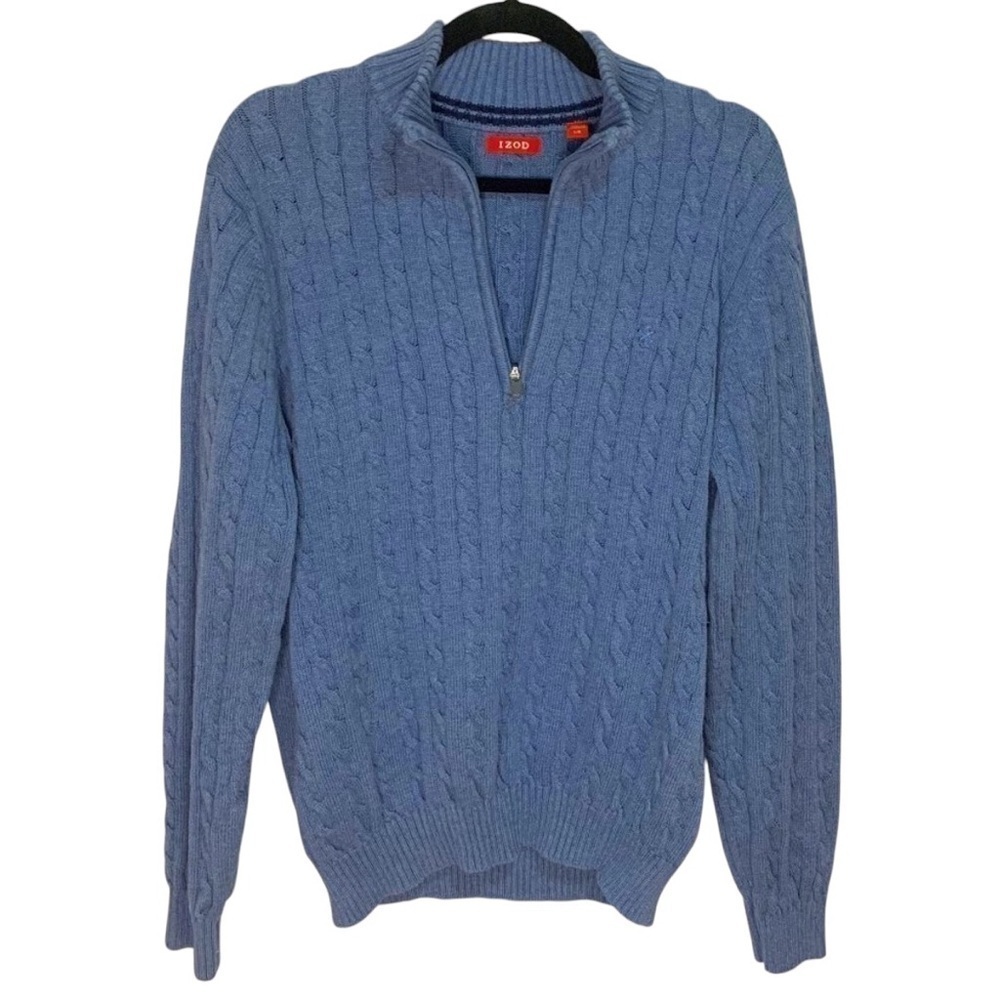 Men's Quarter Zip Sweater Blue Size Large